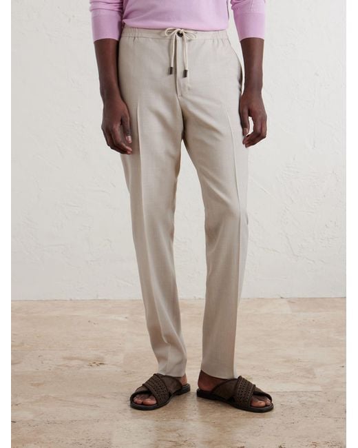 Slowear Natural Straight-Leg Pleated Virgin Wool, Silk And Linen-Blend Trousers for men