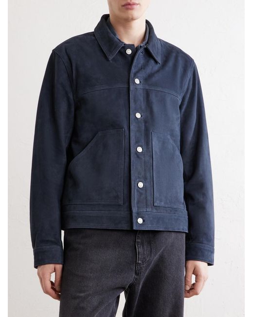 Officine Generale Blue Loki Suede Jacket for men
