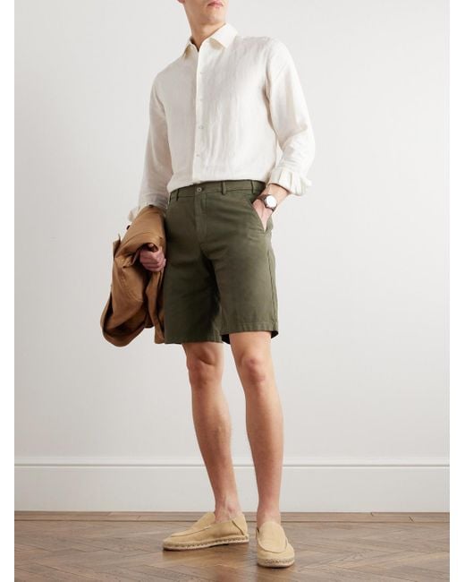 Loro Piana Green Slim-fit Cotton-blend Bermuda Shorts for men