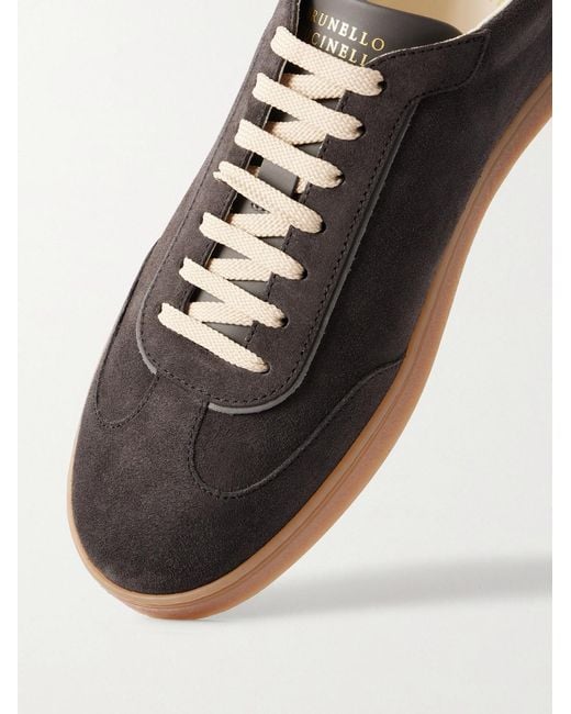 Brunello Cucinelli Gray Coda Di Rondine Suede Sneakers for men