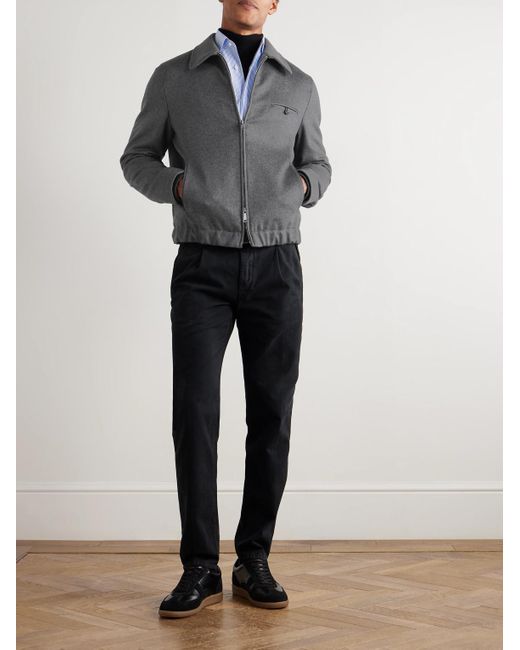 Slowear Gray Incotex Montedoro Brushed Wool-Blend Bomber Jacket for men