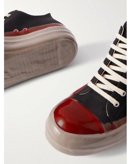 Rick Owens Black Lacquered-Denim Sneakers for men