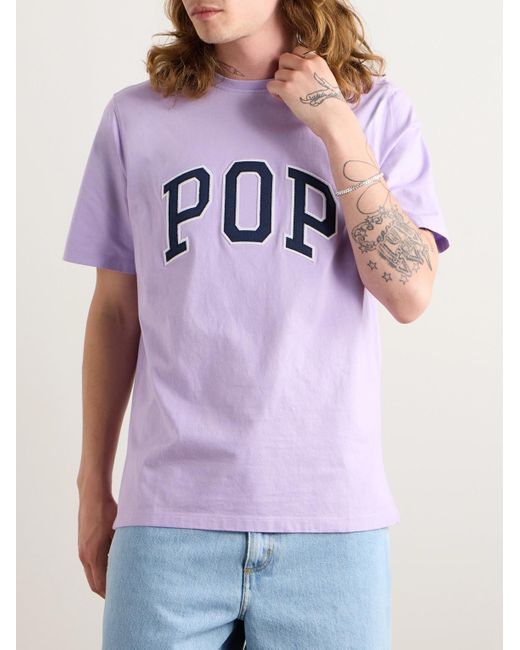 Pop Trading Co. Purple Logo-embroidered Cotton-jersey T-shirt for men