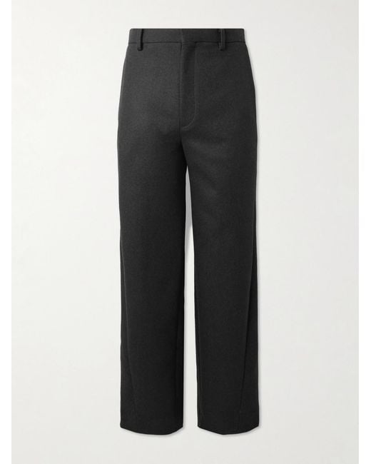 Auralee Black Straight-Leg Melton Super 130S Wool-Twill Suit Trousers for men