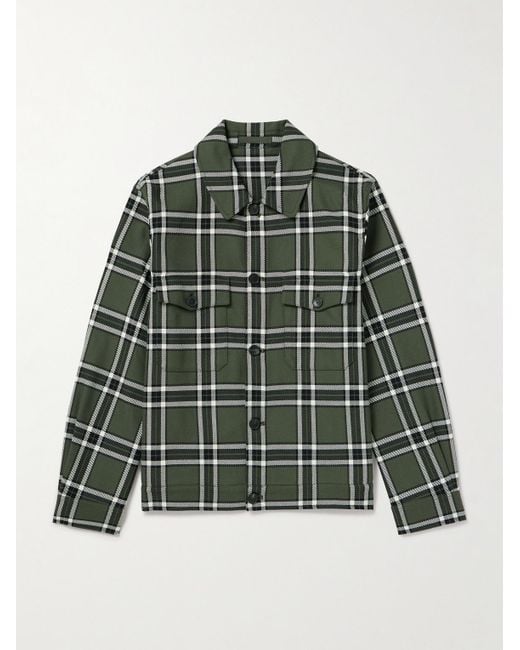Mr P. Green Checked Cotton Overshirt for men