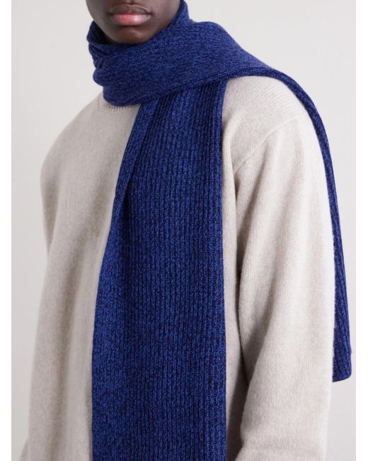 Mr P. Blue Wool And Cashmere-blend Scarf for men