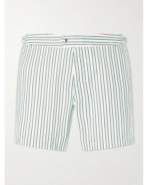 Tom Ford Green Straight-Leg Short-Length Striped Swim Shorts for men
