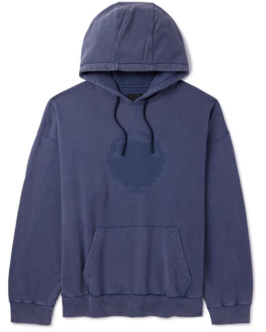 Givenchy Blue Oversized Logo-print Cotton-jersey Hoodie for men