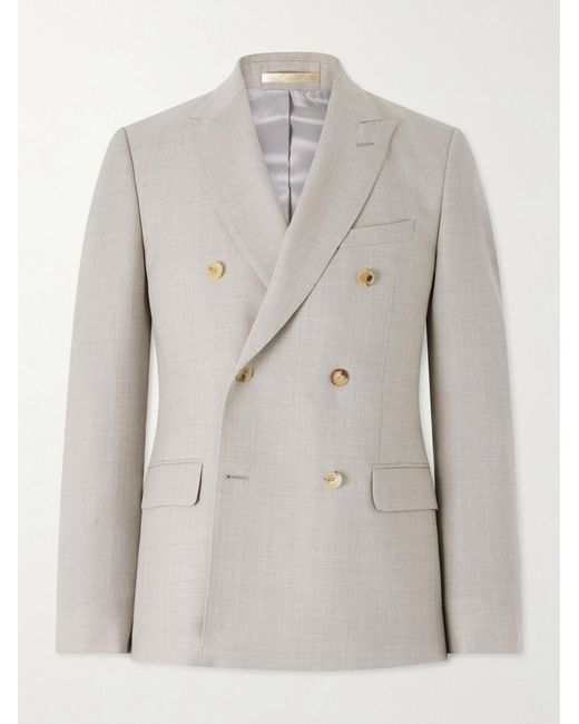 Mr P. Gray Double-Breasted Wool-Hopsack Suit Jacket for men
