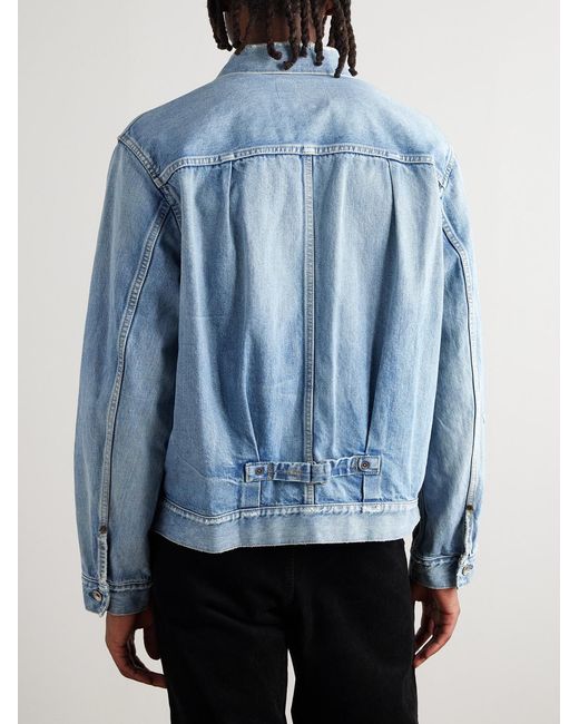 Sacai Blue Beyondexx Distressed Denim Jacket for men