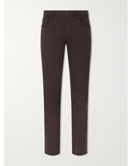 James Purdey & Sons Gray Slim-fit Straight-leg Cotton-blend Twill Trousers for men