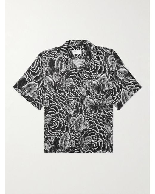 4SDESIGNS Black Camp-Collar Logo-Appliquéd Floral-Print Crepe Shirt for men