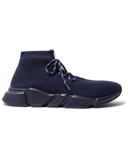 Balenciaga Blue Speed Sock Stretch-knit Sneakers for men