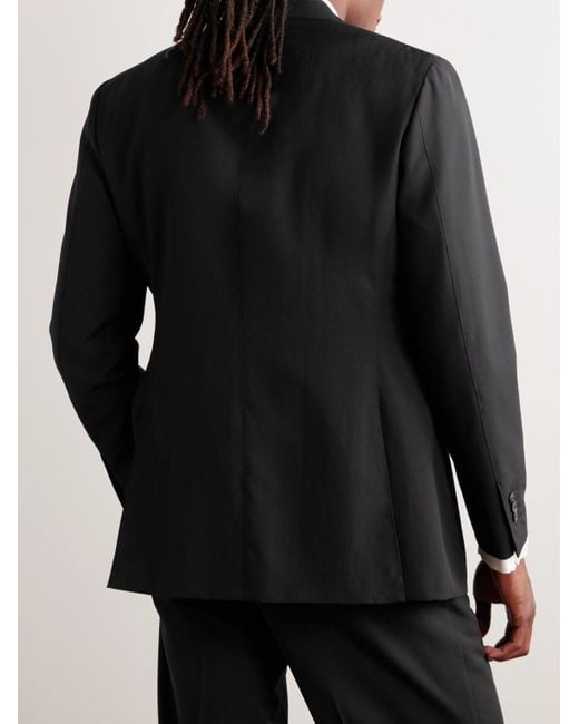 Saman Amel Black Slim-Fit Wool, Mohair And Linen-Blend Suit Jacket for men