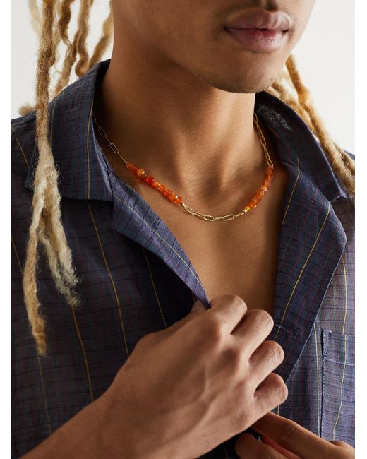 Healers Fine Jewelry Black Fire Recycled Cornelian Chain Necklace for men