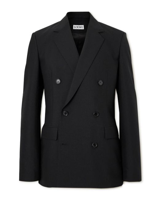 Loewe Black Double-breasted Wool And Mohair-blend Suit Jacket for men