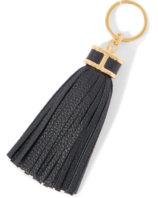 Tom Ford Black Tasselled Full-grain Leather And Gold-tone Key Fob for men