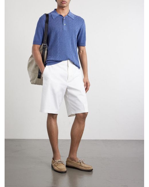 Piacenza 1733 Blue Silk And Linen-Blend Polo Shirt for men