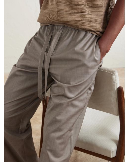 Frescobol Carioca Gray Luan Straight-Leg Wool Drawstring Trousers for men