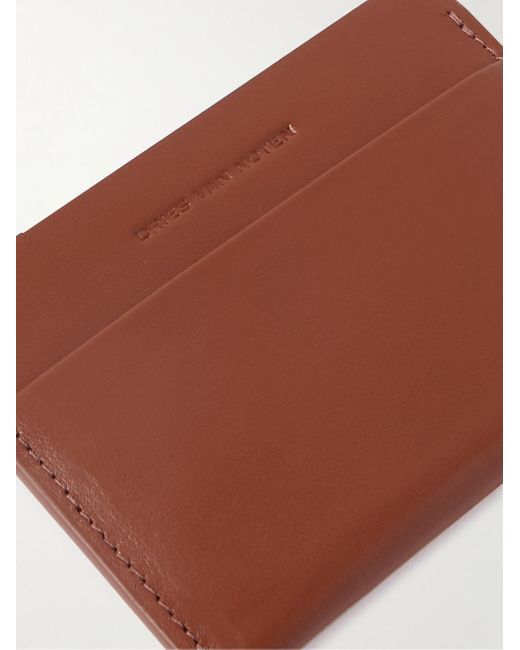 Dries Van Noten Brown Logo-embossed Leather Cardholder for men