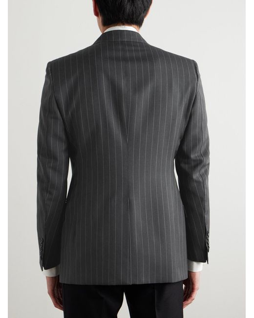 Tom Ford Black Slim-Fit Pinstriped Wool And Mohair-Blend Suit Jacket for men