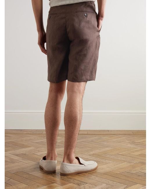 Loro Piana Brown Straight-Leg Linen Shorts for men