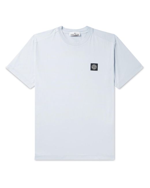 Stone Island White Logo-appliquéd Cotton-jersey T-shirt for men