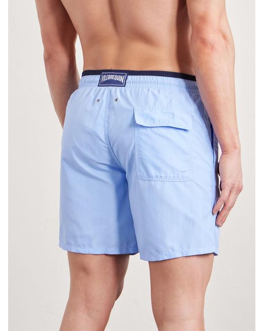Vilebrequin Blue Moka Straight-Leg Mid-Length Econyl Swim Shorts for men