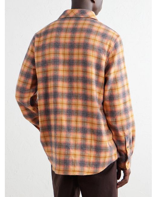 God's True Cashmere Orange Checked Cashmere Shirt for men