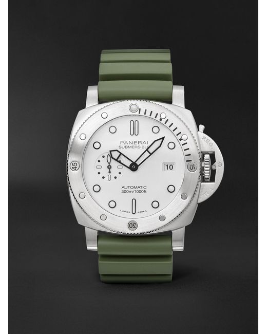 Panerai Green Submersible Quarantaquattro Automatic 44mm Stainless Steel And Rubber Watch for men