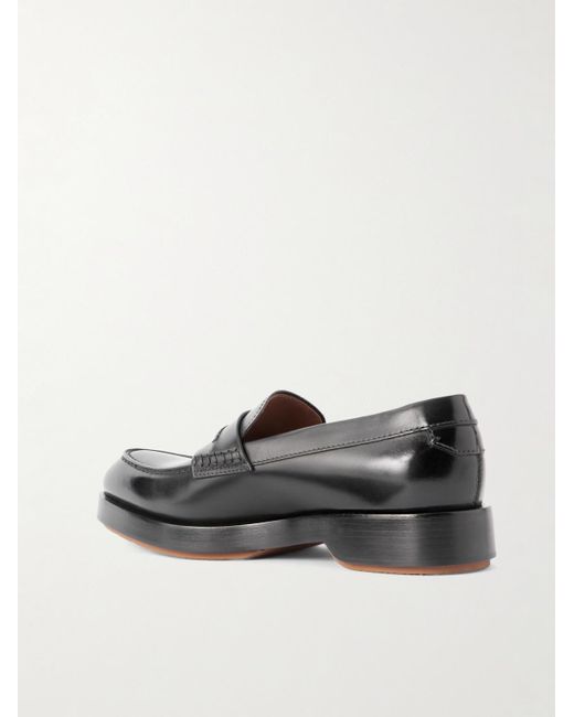 Zegna Black Udine Leather Penny Loafers for men