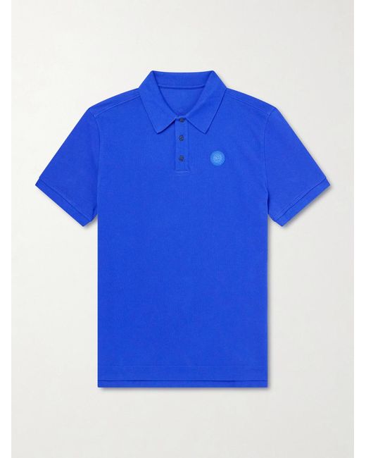 Canada Goose Blue Beckley Logo-Appliquéd Paneled Cotton-Piqué Polo Shirt for men