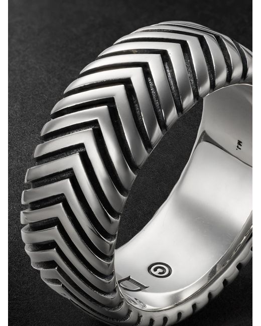 David Yurman Black Chevron Sterling Silver Ring for men