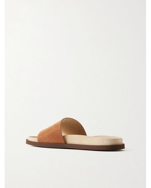 Brunello Cucinelli White Suede Slides for men