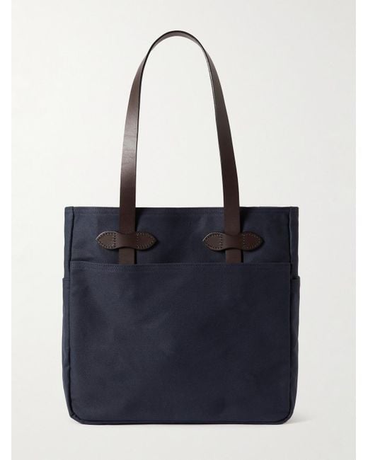 Filson Blue Leather-trimmed Twill Tote Bag for men