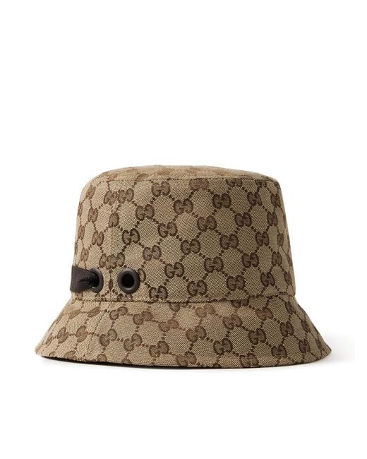 Gucci Natural Monogrammed Canvas Bucket Hat for men