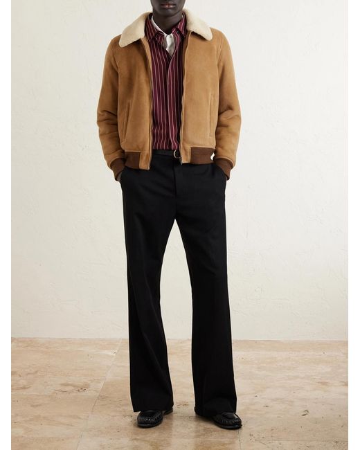 Saint Laurent Brown Shearling Blouson Jacket for men