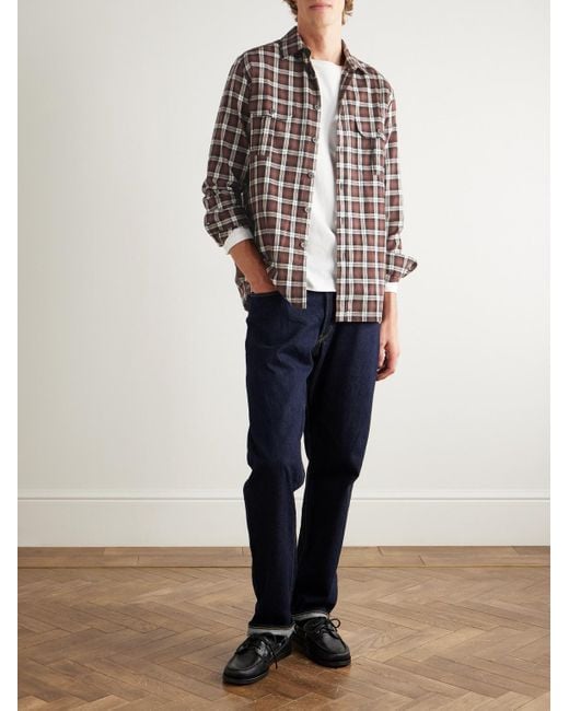 Portuguese Flannel Brown Parker Checked Cotton-Flannel Shirt for men