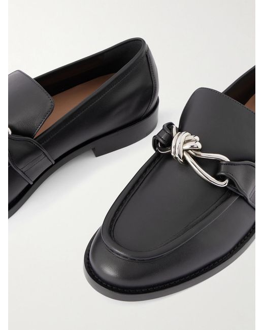 Bottega Veneta Black Astaire Knot-Detailed Leather Loafers for men