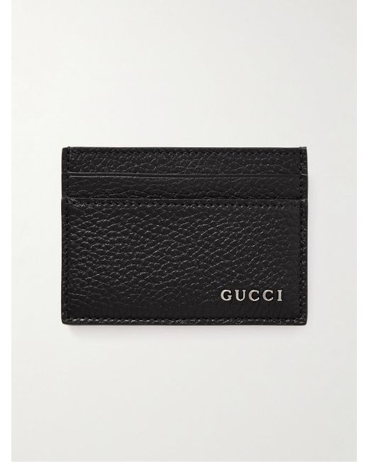 Gucci Black Logo-embellished Full-grain Leather Cardholder for men
