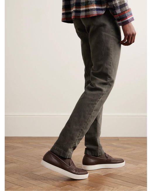 Massimo Alba Gray Ionio2 Straight-leg Pleated Cotton And Hemp-blend Gabardine Trousers for men