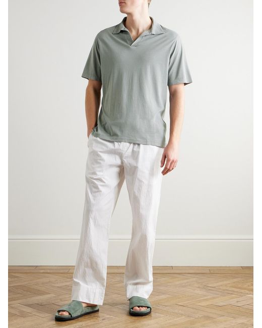 Hartford Gray Lyocell And Cotton-blend Polo Shirt for men