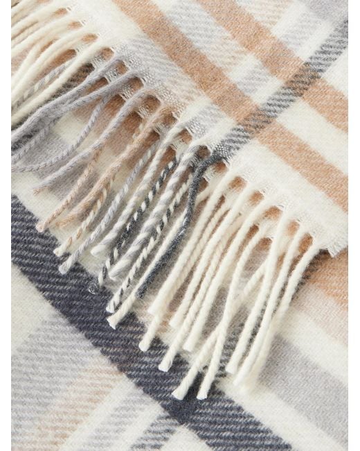 Acne Gray 1996 Fringed Checked Wool Scarf for men