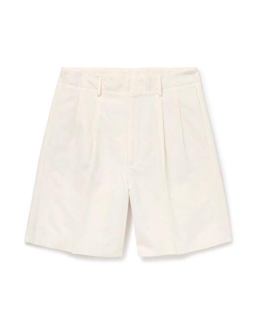 Loro Piana White Joetsu Wide-leg Pleated Cotton And Linen-blend Twill Shorts for men