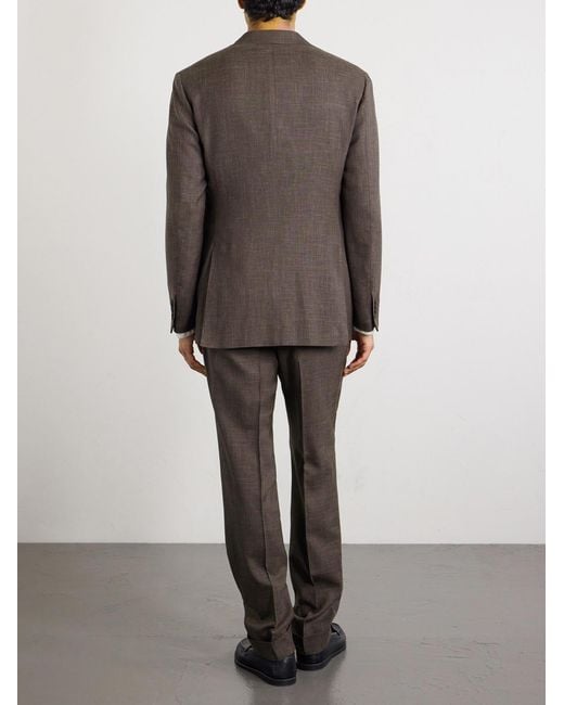 Saman Amel Brown Slim-fit Wool for men