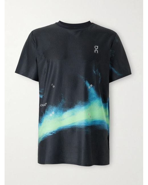 On Shoes Blue Pace-T Printed Cleancloud Mesh T-Shirt for men