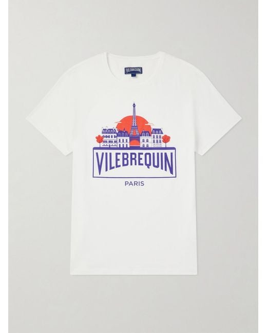 Vilebrequin White Thom City Logo-Print Cotton-Jersey T-Shirt for men