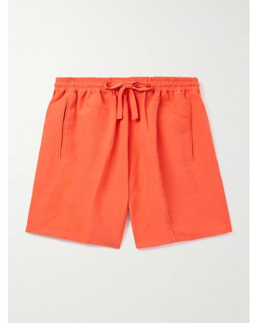 Umit Benan Orange Julian Straight-Leg Linen And Silk-Blend Drawstring Shorts for men