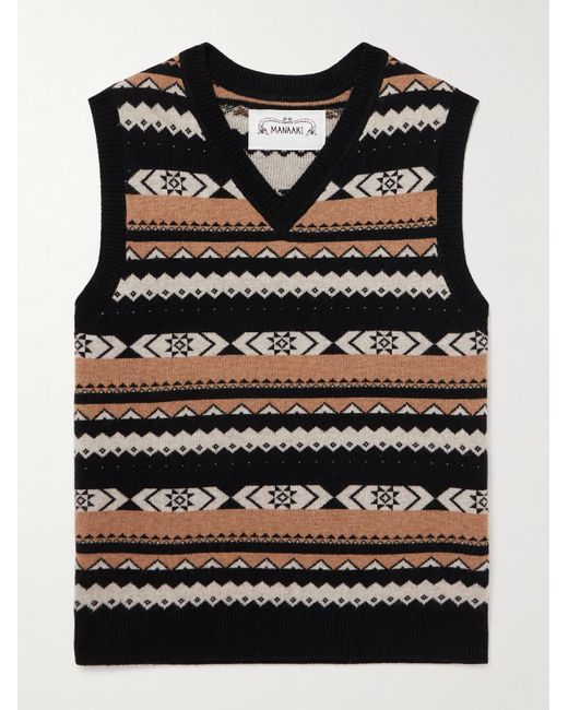 MANAAKI Ärmelloser Pullover aus Jacquard-Strick aus einer Merinowoll-Kaschmirmischung in Black für Herren