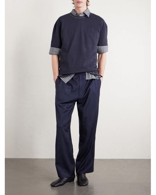 Lemaire Blue Cotton And Linen-Blend Jersey T-Shirt for men